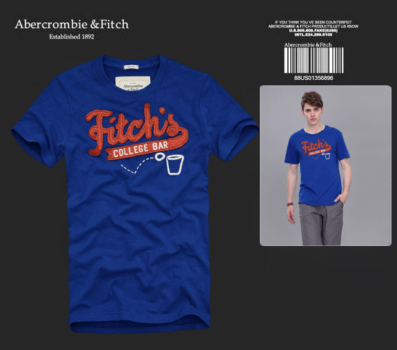 Abercrombie Fitch Hombres De Cuello Redondo Con Gente Fotos Corto Remera AF5641